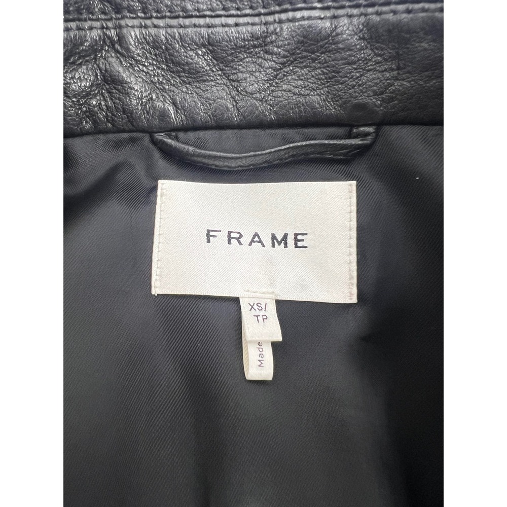 FRAME Leather Heart Jacket Black Cropped Zip Front Leather Jacket XS - Picture 12 of 14